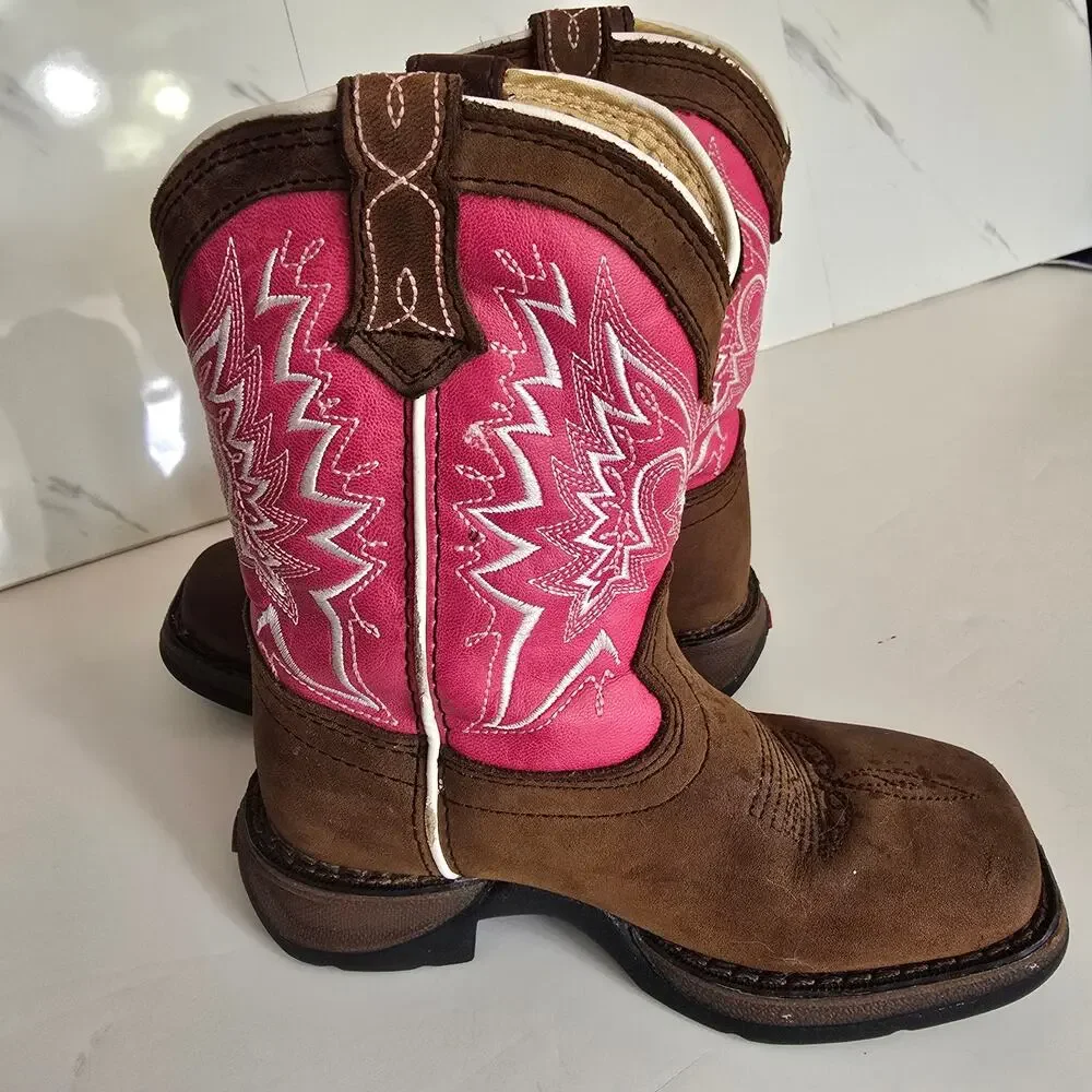 DURANGO LIL' REBEL PRO Pink Tan Sq Toe DWBT093 Child Size 9M